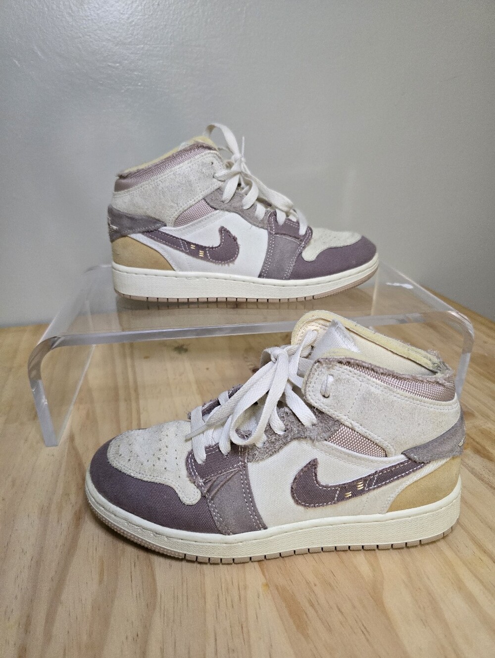 Nike Mid-Top Sneakers in Cream & Mauve Brown